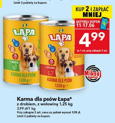Karma dla psów Łapa z drobiem promocja w LEWIATAN