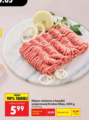 Mięso mielone z łopatki wieprzowej Kraina Mięs promocja w Biedronka