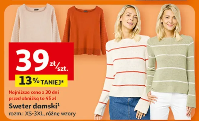 Sweter damski różne wzory promocja w Auchan