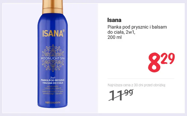 Pianka pod prysznic i balsam do ciała 2w1 Isana promocja w Rossmann