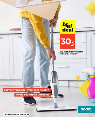 Mop płaski ze spryskiwaczem z nakładką z mikrofibry promocja w Dealz