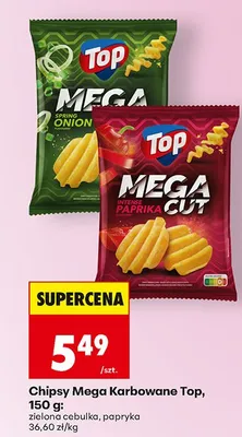 Chipsy Mega Karbowane Top zielona cebulka 150g promocja w Biedronka