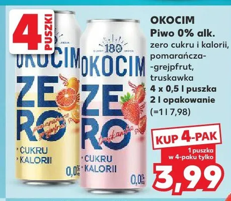 Piwo zero cukru i kalorii, pomarańcza-grejpfrut-truskawka promocja w Kaufland
