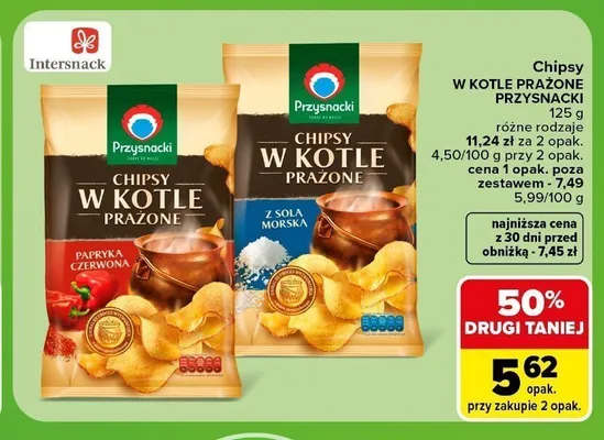Chipsy w kotle prażone Przysnacki z solą morską promocja w Carrefour Market