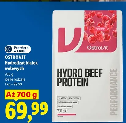 Hydrolizat białek wołowych OstroVit o smaku malinowym promocja w Lidl
