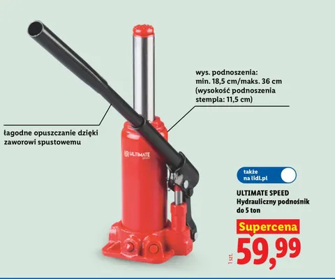 Hydrauliczny podnośnik do 5 ton Ultimate Speed promocja w Lidl