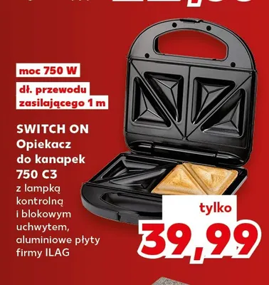 Opiekacz do kanapek Switch On 750 C3 promocja w Kaufland
