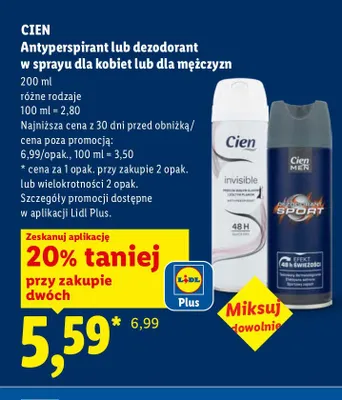 Antyperspirant Cien Men Sport dla mężczyzn promocja w Lidl