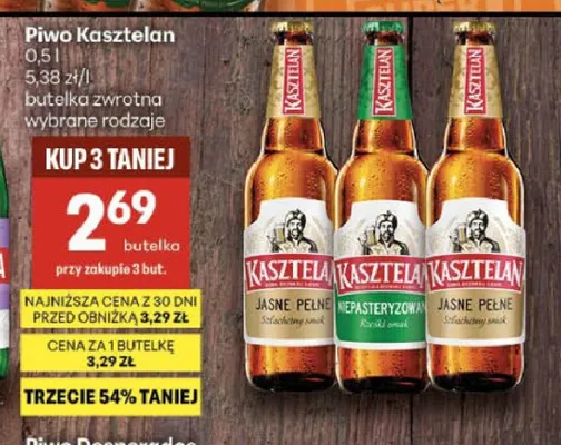 Piwo Kasztelan Niepasteryzowane promocja w Delikatesy Centrum