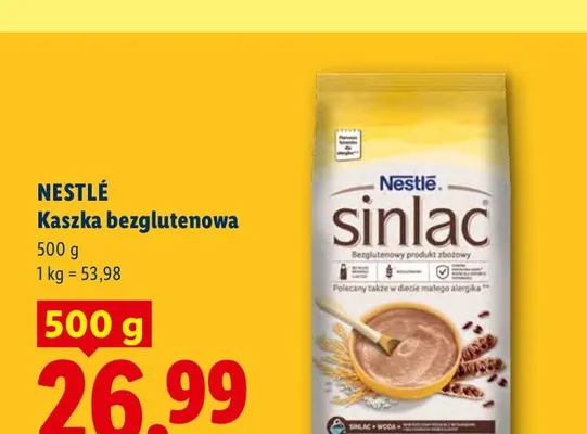 Kaszka bezglutenowa Nestlé Sinlac promocja w Lidl
