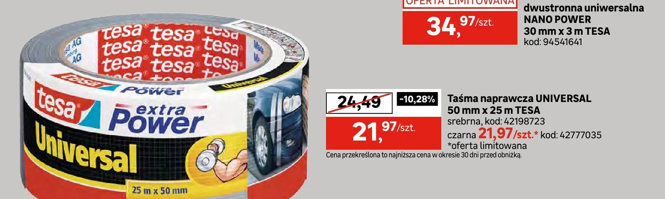 Taśma naprawcza Universal srebrna 50 mm x 25 m Tesa promocja w Leroy Merlin