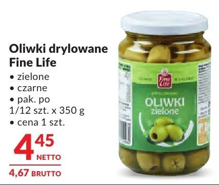 Oliwki drylowane Fine Life zielone promocja w Makro