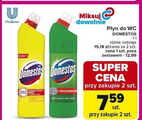 Płyn do WC Domestos różne rodzaje promocja w Carrefour