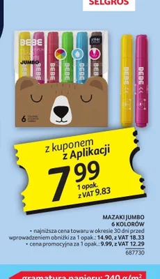 Mazaki Jumbo 6 kolorów Interdruk Bebe promocja w Selgros
