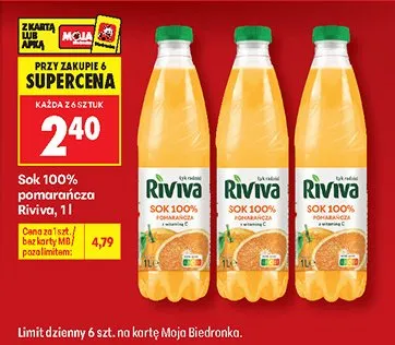 Sok 100% pomarańcza Riviva promocja w Biedronka