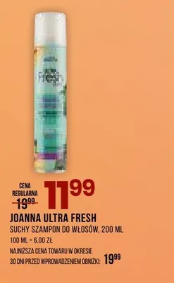Suchy szampon do włosów JOANNA ULTRA FRESH promocja w Drogerie Natura