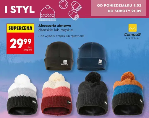 Czapka zimowa damska lub męska promocja w Biedronka