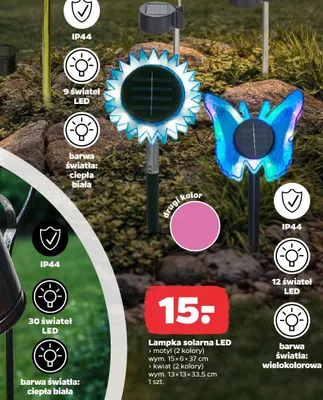 Lampka solarna LED - motyl (2 kolory) promocja w Netto