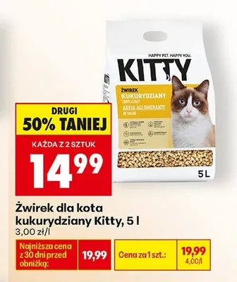 Żwirek dla kota kukurydziany Kitty promocja w Biedronka