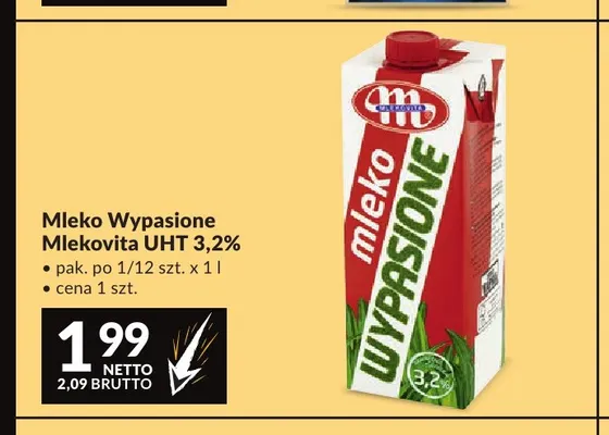 Mleko UHT Wypasione Mlekovita 3,2% promocja w Makro