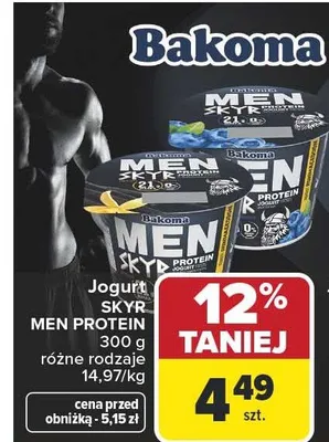 Jogurt Skyr Men Protein Bakoma promocja w Carrefour Market