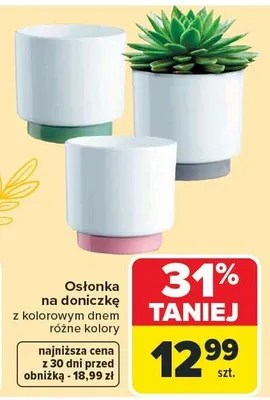 Osłonka na doniczkę z kolorowym dnem różne kolory promocja w Carrefour