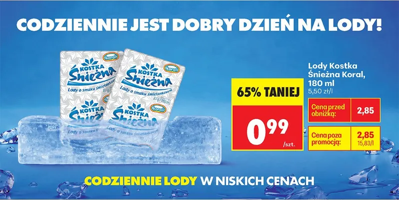 Lody Kostka Śnieżna 180ml promocja w Biedronka