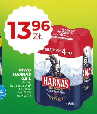 Piwo Harnaś Jasne Pełne 4-pak promocja w Duży Ben