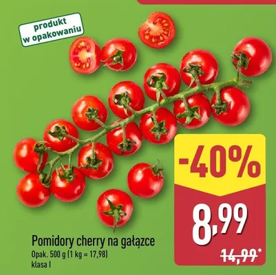 Pomidory cherry na gałązce promocja w Aldi