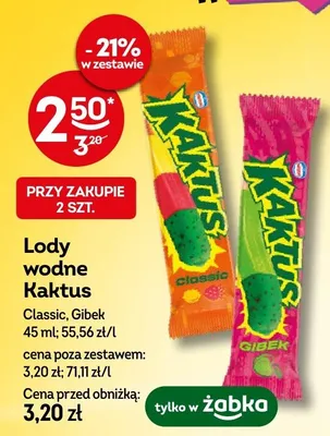 Lody wodne Kaktus Classic, Gibek promocja w Żabka