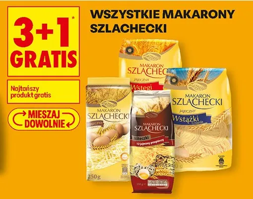 Wszystkie makarony Szlachecki 3+1 GRATIS promocja w Biedronka