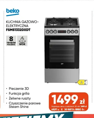Kuchnia gazowo-elektryczna Beko FSM51332DXDT promocja w Max Elektro
