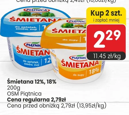 Śmietana Piątnica 18% promocja w Market Point