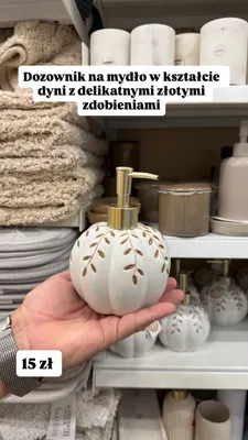 Dozownik na mydło w kształcie dyni ze złotymi zdobieniami promocja w Pepco