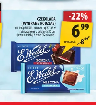 Czekolada gorzka wiśniowa E.Wedel promocja w Arhelan