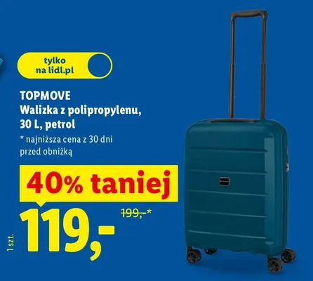 Walizka z polipropylenu 30L petrol promocja w Lidl