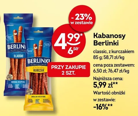 Kabanosy classic, z kurczakiem promocja w Żabka