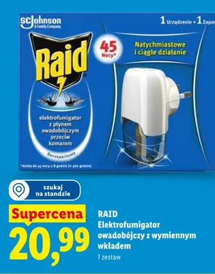 Elektrofumigator owadobójczy z wymiennym wkładem RAID promocja w Lidl