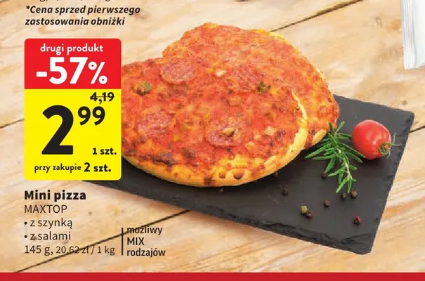 Mini pizza z salami Maxtop promocja w Intermarche