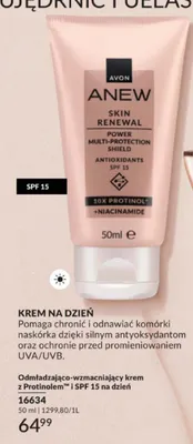 Krem na dzień odmładzająco-wzmacniający Avon Anew Skin Renewal SPF 15 promocja w AVON