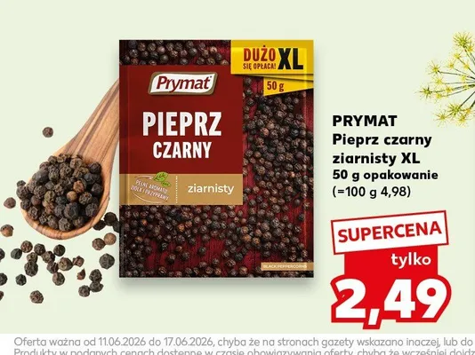 Pieprz czarny ziarnisty Prymat XL promocja w Kaufland