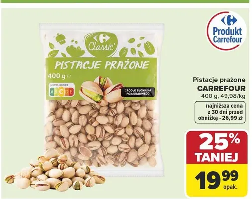 Pistacje prażone promocja w Carrefour Market