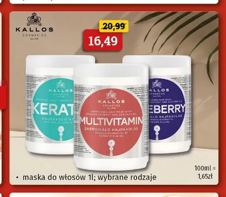 Maska do włosów Blueberry Kallos promocja w Drogeria Kosmyk