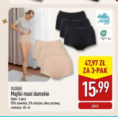 Majtki maxi damskie Sloggi 3-pak promocja w Aldi
