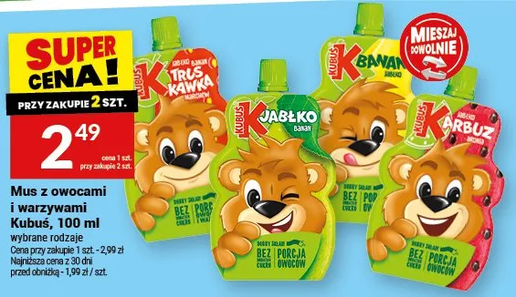 Mus z owocami i warzywami jabłko, truskawka, kawałki mięsa promocja w Twój Market