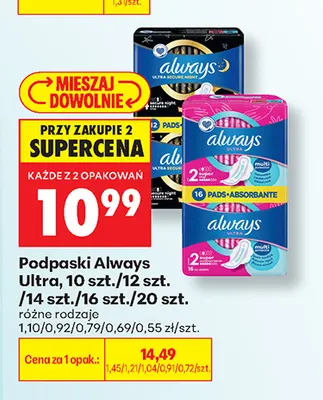 Podpaski Always Ultra promocja w Biedronka