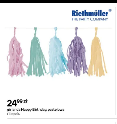 Girlanda Happy Birthday pastelowa Riethmüller promocja w Empik