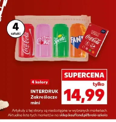 Zakreślacze mini Interdruk Coca-Cola 4-pak promocja w Kaufland
