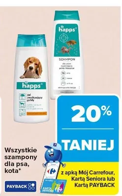 Szampony dla psa, kota wszystkie z apką Mój Carrefour, Kartą Seniora lub Kartą PAYBACK promocja w Carrefour