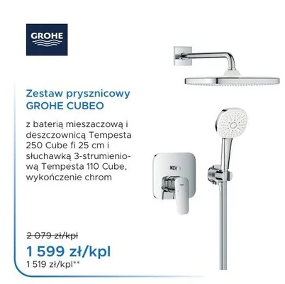 Zestaw prysznicowy GROHE CUBEO promocja w Blu Salony Łazienek